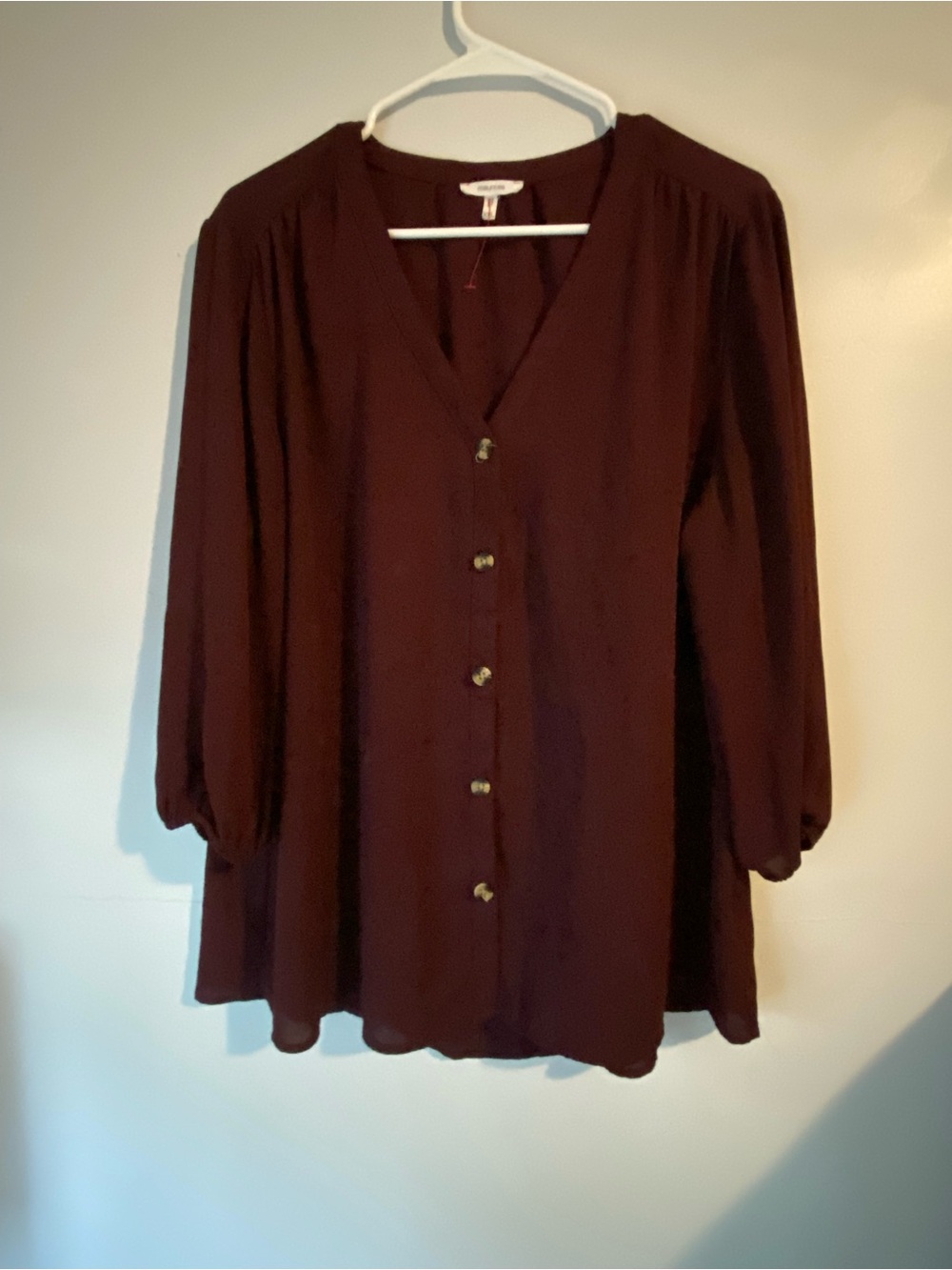 Maurices Wine Red Button Down Top